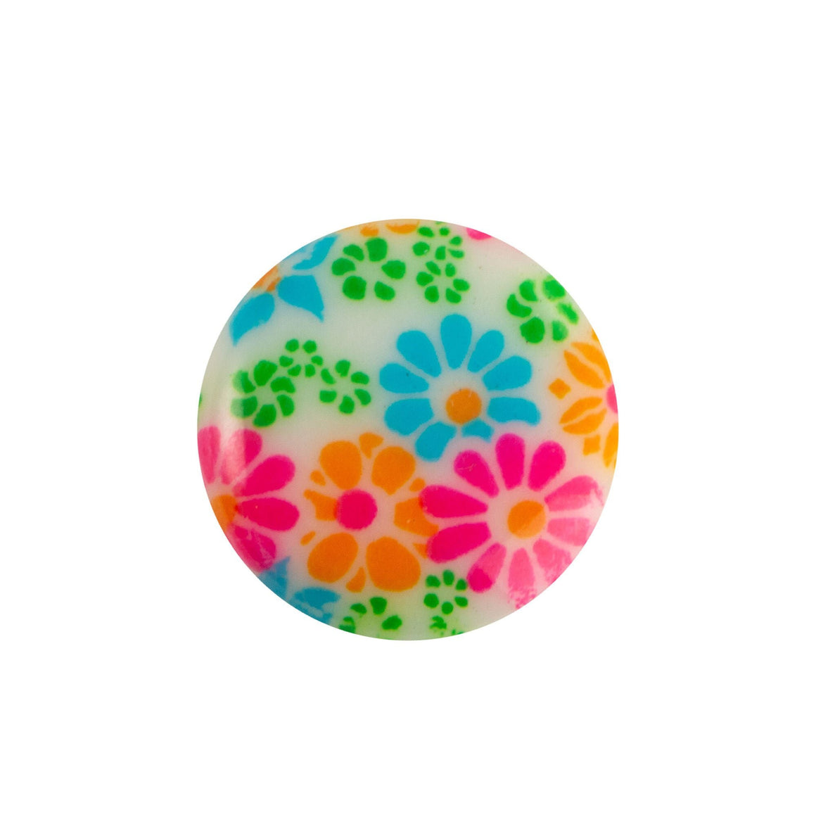 15mm Pink Orange and Blue Flower Glass Round Cabochons (4)
