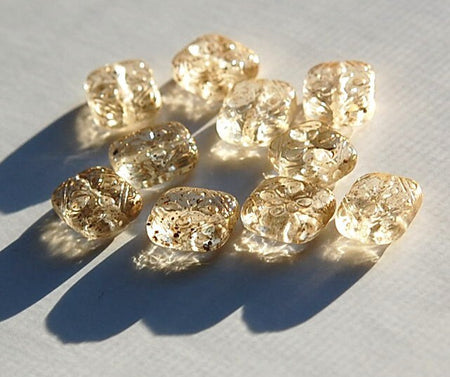Speckled Crystal Etched Floral Acrylic Tablet Beads bds380N