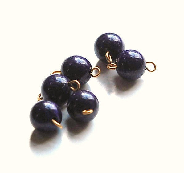 Vintage Dark Purple Speckled Acrylic 2 Loop Connector Beads drp100