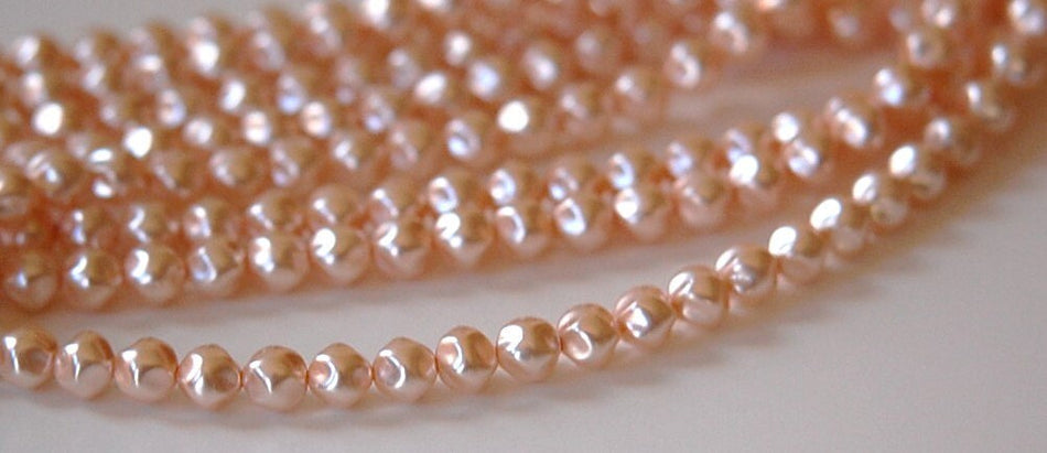 6mm Light Rose Czech Baroque Pearl Glass Beads (25)
