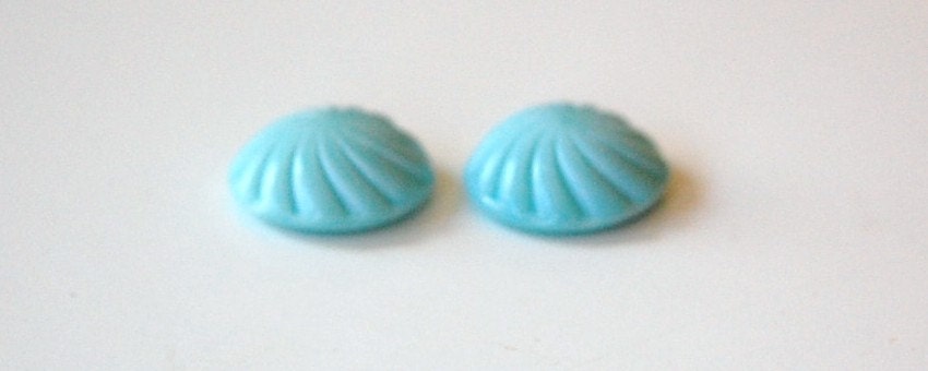 Vintage Light Blue Glass Swirled Domed Cabochon 19mm (2) cab219A