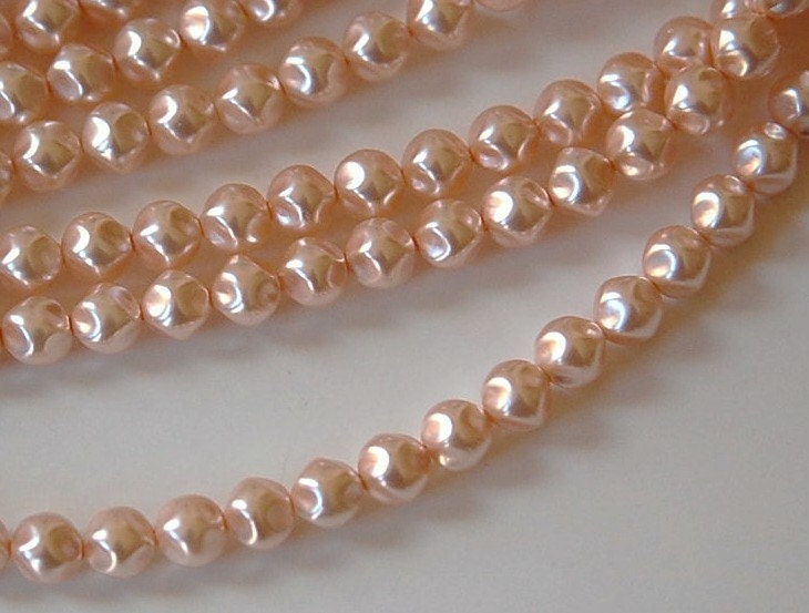 6mm Light Rose Czech Baroque Pearl Glass Beads (25)