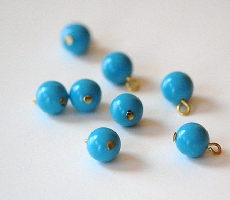 Vintage Turquoise Blue Plastic Bead Drops with Loop Japan drp024A