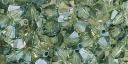 4mm Hematite Luster Jonquil Czech Bicone Faceted Glass Beads (50)