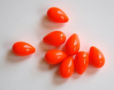 17x10mm Bright Orange Plastic Teardrop Beads (8) bds619