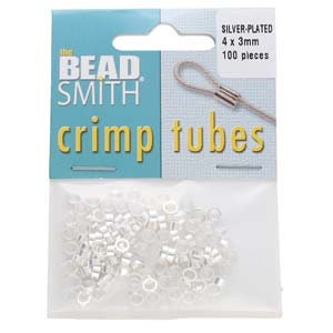 4.00x3.00mm Silver Plated Beadsmith Crimp Tubes 100pcs