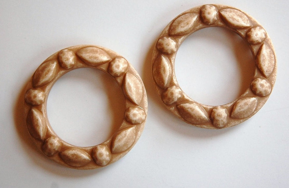 Vintage Brown Acrylic Faux Stone Textured Hoop Ring hps047