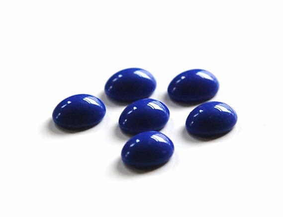 Vintage Blue Glass Cabochons 10x8mm (6) cab576LL