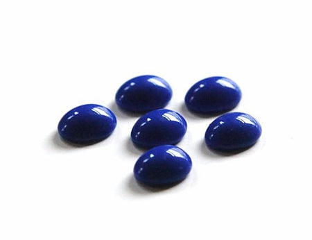 Vintage Blue Glass Cabochons 10x8mm (6) cab576LL
