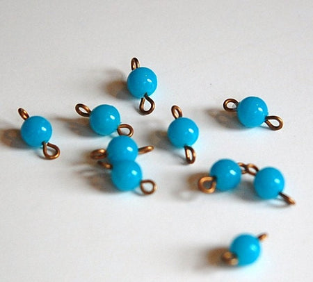 Vintage Turquoise Blue Plastic 2 Loop Bead Connector drp041