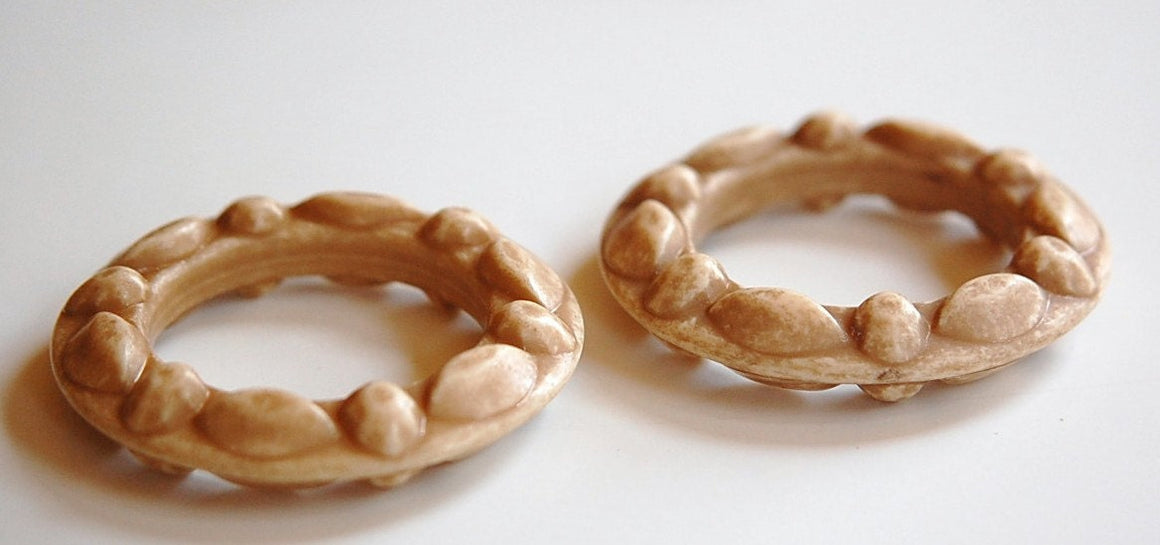 Vintage Brown Acrylic Faux Stone Textured Hoop Ring hps047