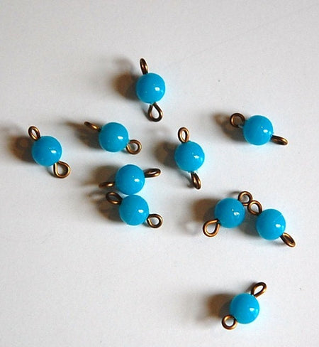 Vintage Turquoise Blue Plastic 2 Loop Bead Connector drp041