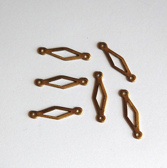 2 Loop Raw Brass Open Diamond Connector Drops (15) mtl359F