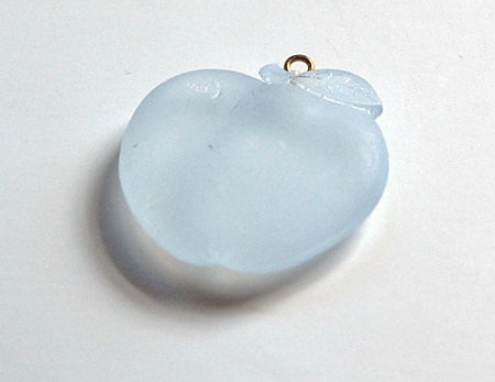 Vintage Acrylic Matte Clear to Pale Blue Apple with Worm Pendant pnd154