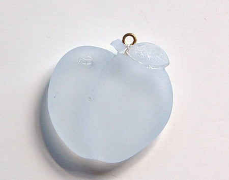 Vintage Acrylic Matte Clear to Pale Blue Apple with Worm Pendant pnd154
