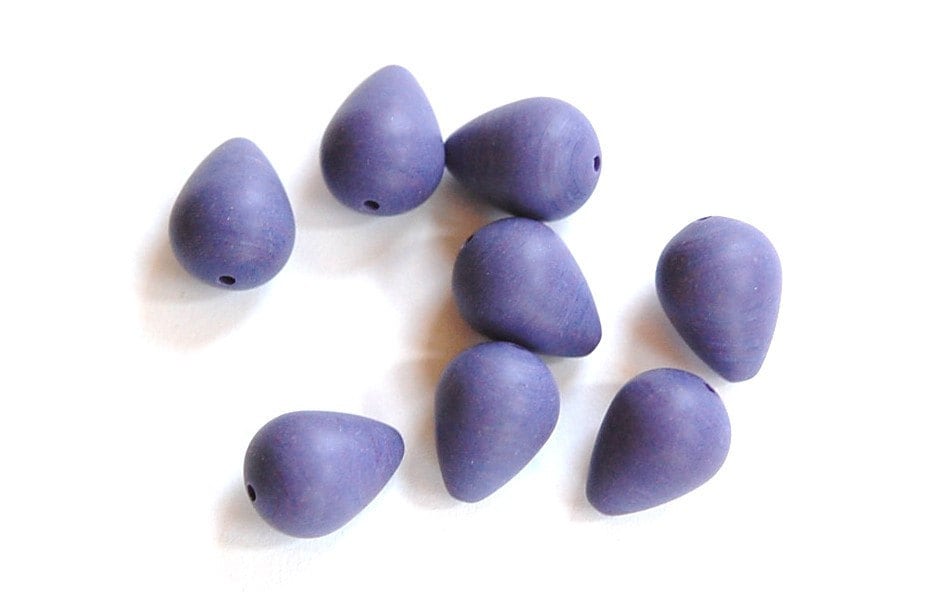 Vintage Matte Purple Chunky Lucite Teardrop Beads bds223A