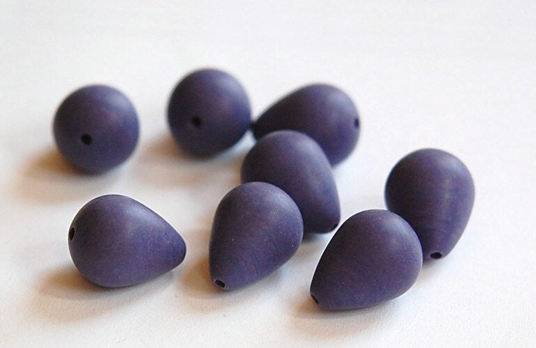 Vintage Matte Purple Chunky Lucite Teardrop Beads bds223A