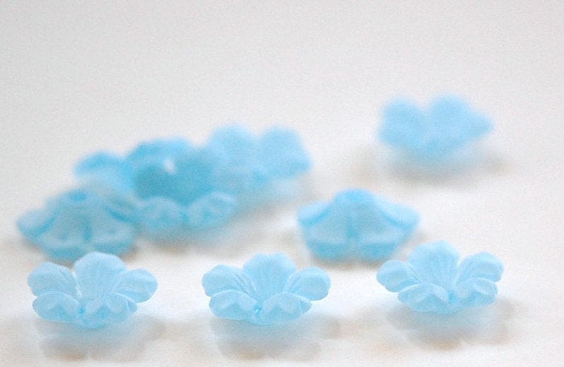 Matte Blue Stacking Flower Beads 14mm bds671D