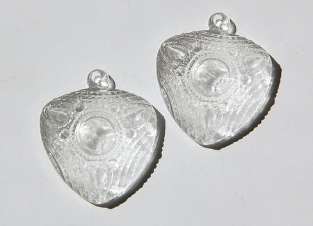 Vintage Clear Acrylic Etched Triangle Pendant 8mm Setting pnd151C