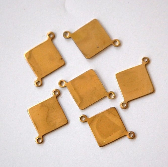 2 Loop Raw Brass Flat Square Setting Connector (8) mtl129B