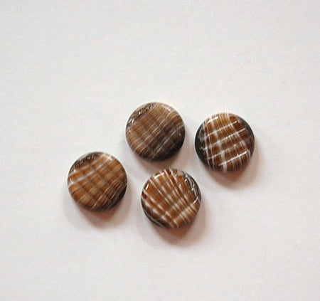Vintage Brown and White Marbled Ribbed Glass Cabochons (6) cab703V