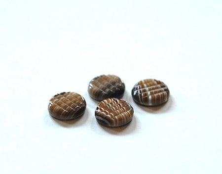 Vintage Brown and White Marbled Ribbed Glass Cabochons (6) cab703V
