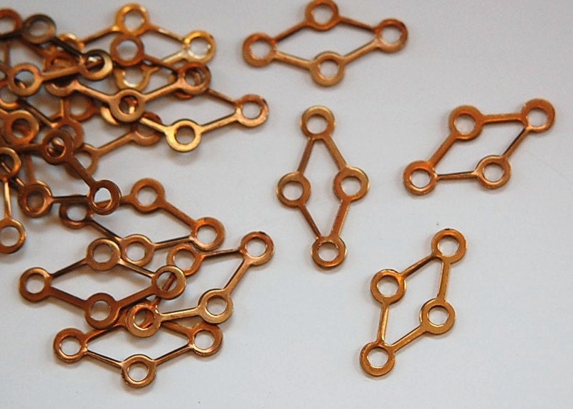 Raw Brass 4 Hole Diamond Connector Links LG mtl192