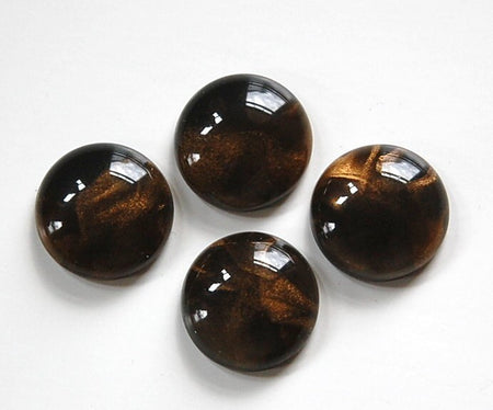 Vintage Acrylic Smokey Brown with Silky Golden Swirls Cabochons 18mm (4) cab249