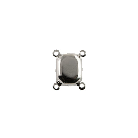 10x8mm White Opal Faceted Glass Octagon Stone in 4 Loop Setting