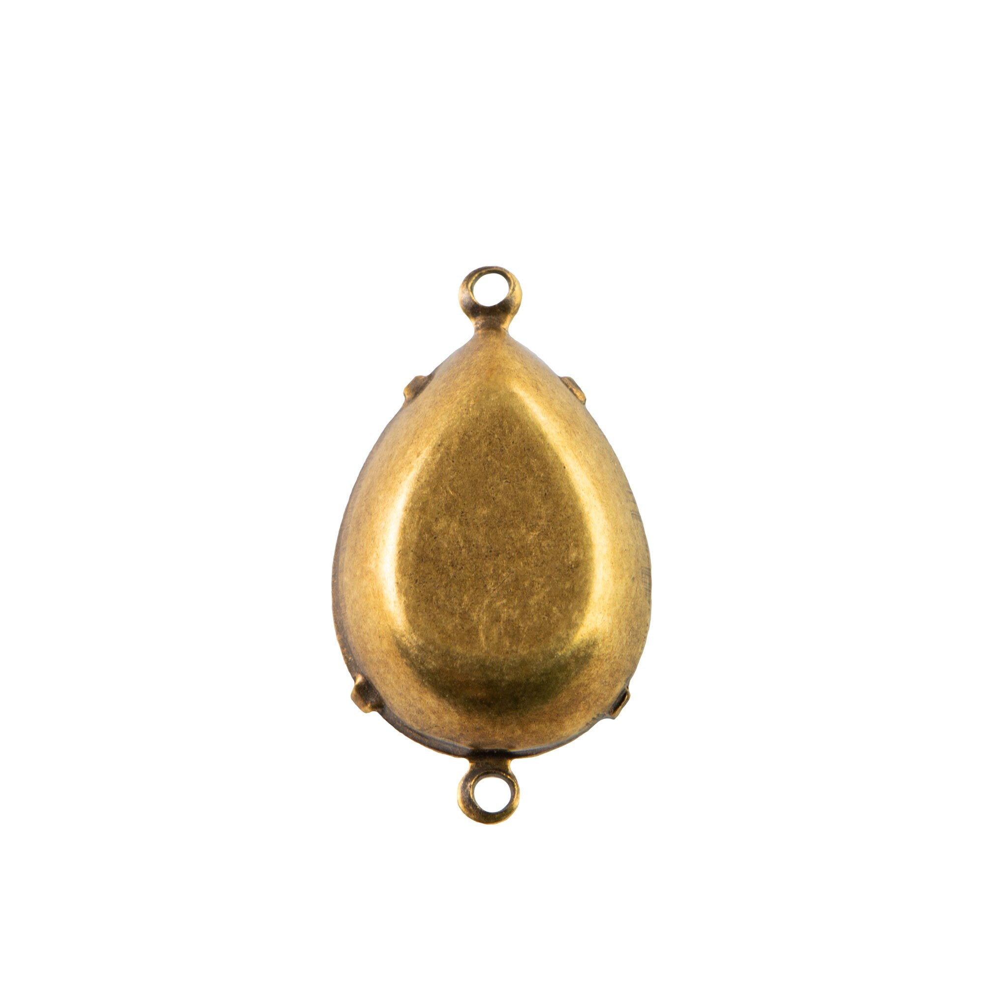 18x13mm Black Faceted Glass Teardrop Stone in 2 Loop Brass Ox Plated Setting (2)