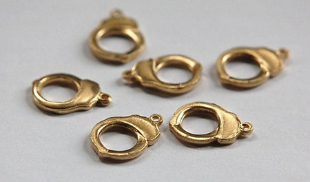 Solid Raw Brass Handcuff Charms Drops (6) chr015