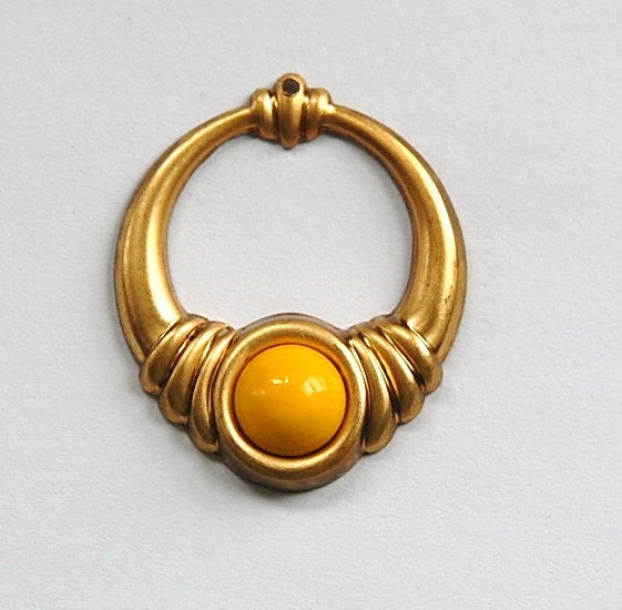 Raw Brass Hoop Pendant with 9mm Setting (4) mtl189