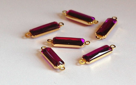 2 Loop Vintage Amethyst Acrylic Faceted Channel Set Rectangle Drops 7x19mm (6) chr068A