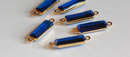 2 Loop Vintage Sapphire Acrylic Faceted Channel Set Rectangle Drops 7x19mm (6) chr068B