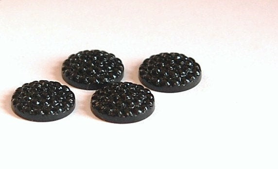 Vintage Black Acrylic Bumpy Top Cabochons 15mm cab552A