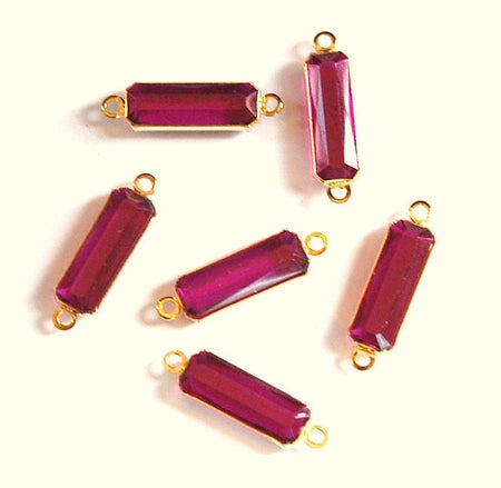 2 Loop Vintage Amethyst Acrylic Faceted Channel Set Rectangle Drops 7x19mm (6) chr068A