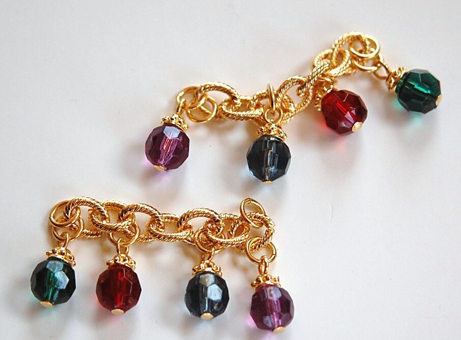 Vintage Gold Plated Chain Lengths with Faceted Acrylic Beads Caps drp002A