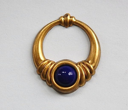 Vintage Opaque Navy Blue Glass Domed Cabochons 9mm (6) cab702V