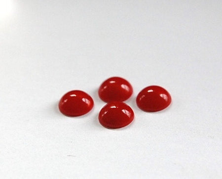 Vintage Opaque Red Glass Domed Cabochons 9mm cab702W