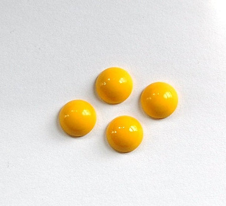 Vintage Opaque Yellow Glass Domed Cabochons 9mm cab702U