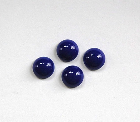 Vintage Opaque Navy Blue Glass Domed Cabochons 9mm (6) cab702V