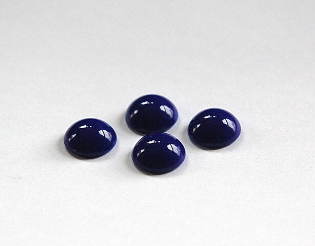 Vintage Opaque Navy Blue Glass Domed Cabochons 9mm (6) cab702V