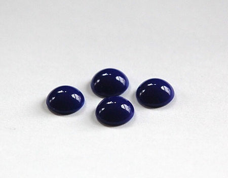 Vintage Opaque Navy Blue Glass Domed Cabochons 9mm (6) cab702V
