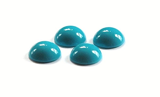 Vintage Opaque Turquoise Blue Glass Cabochons 11mm cab703Y