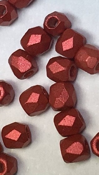 2mm Lava Red True 2 Czech Faceted Fire Polished Glass Beads (2g)