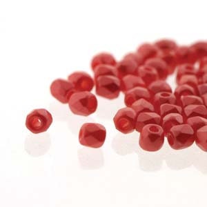 2mm Pastel Dark Coral True 2 Czech Faceted Fire Polished Glass Beads (2g)