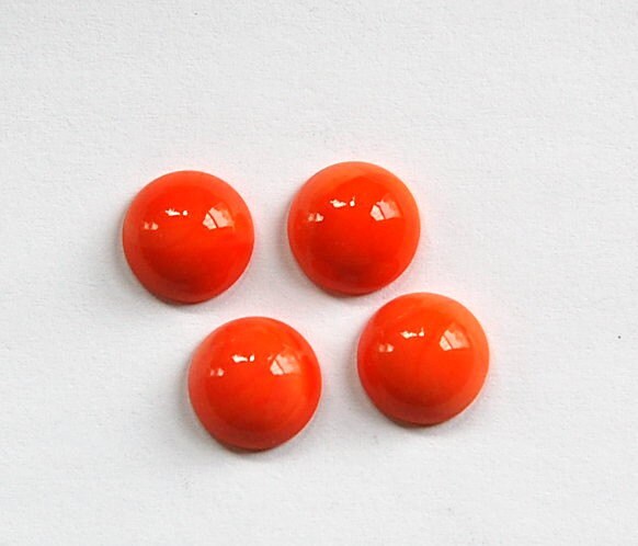 Vintage Opaque Orange Glass Cabochons 11mm cab703W