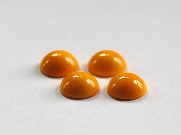 Vintage Opaque Yellow Glass Cabochons 11mm cab703X