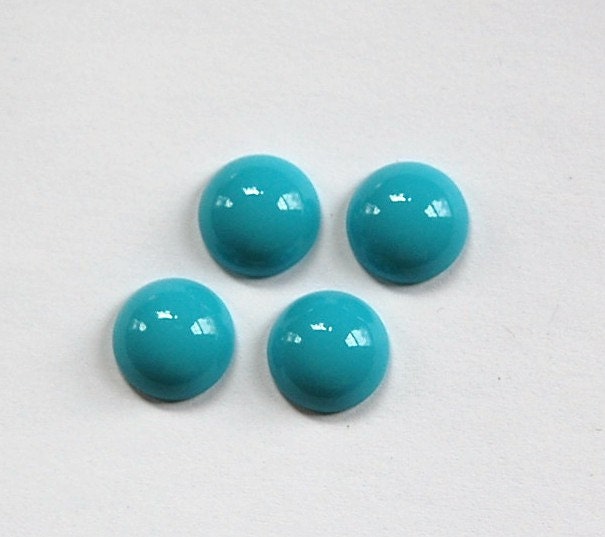 Vintage Opaque Turquoise Blue Glass Cabochons 11mm cab703Y
