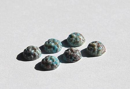 Vintage Bumpy Turquoise Matrix Glass Cabochon 10mm cab813F